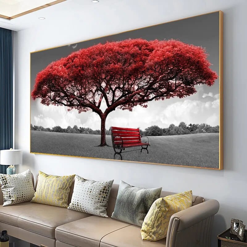 Tableau arbre de vie rouge